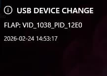 Screen shot of a USB change detect overlay I built
